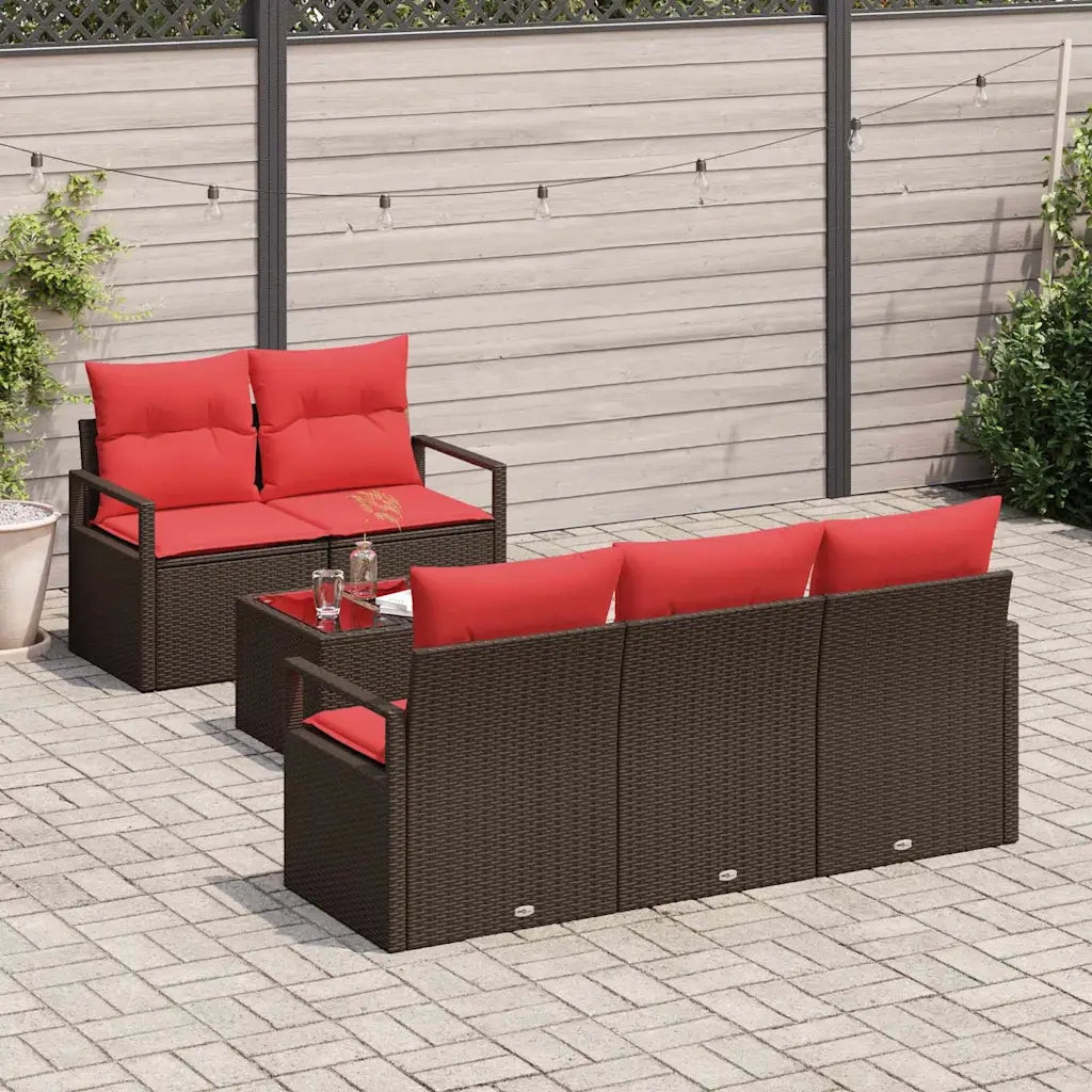 Set di divani 6 pcs Marrone e Rosso polyrattan 3346264