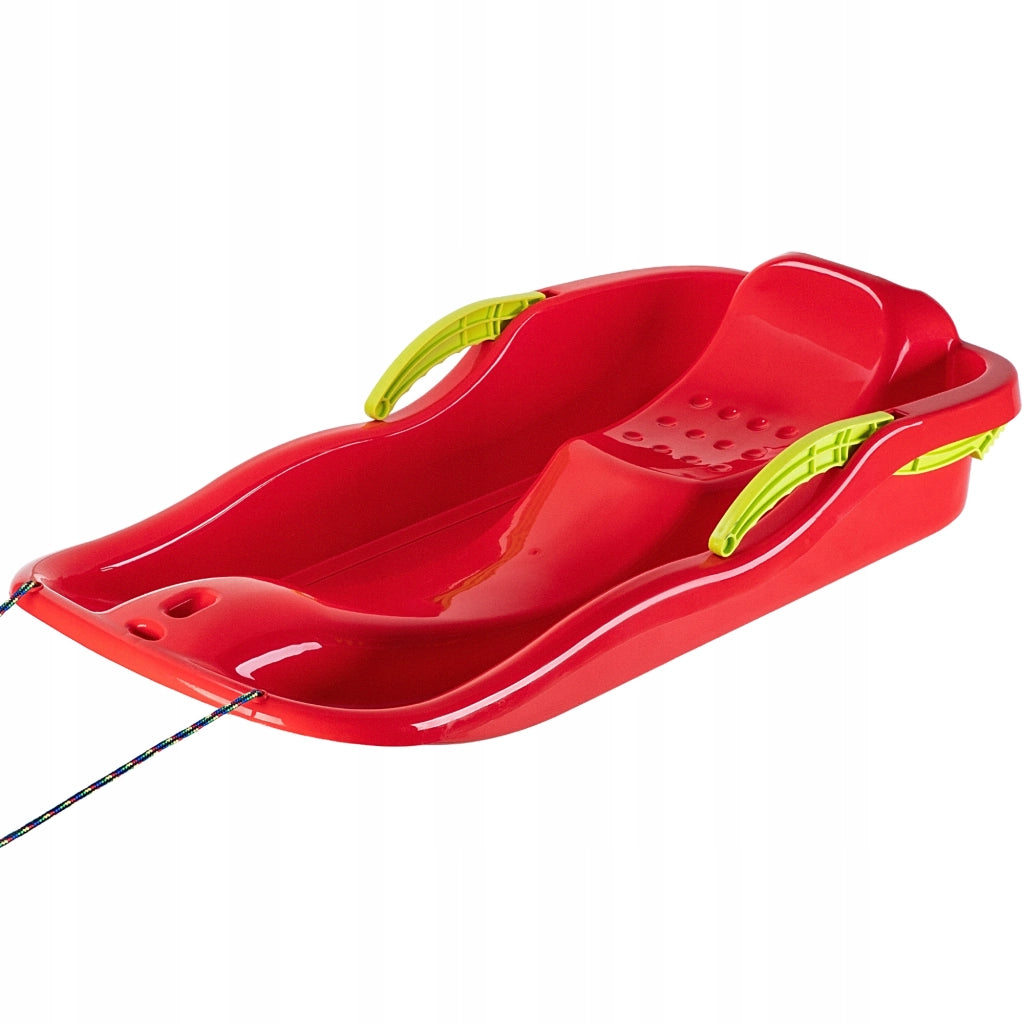 KADAX Slittino con freno e schienale in plastica, grande, con corda