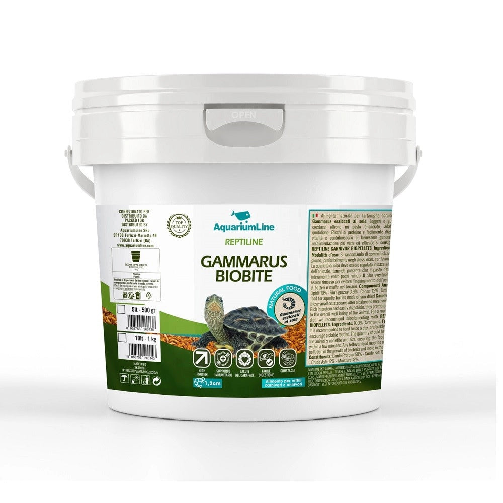 AquariumLine Gammarus BioBite secchiello da 5L/500gr - mangime naturale per tartarughe acquatiche