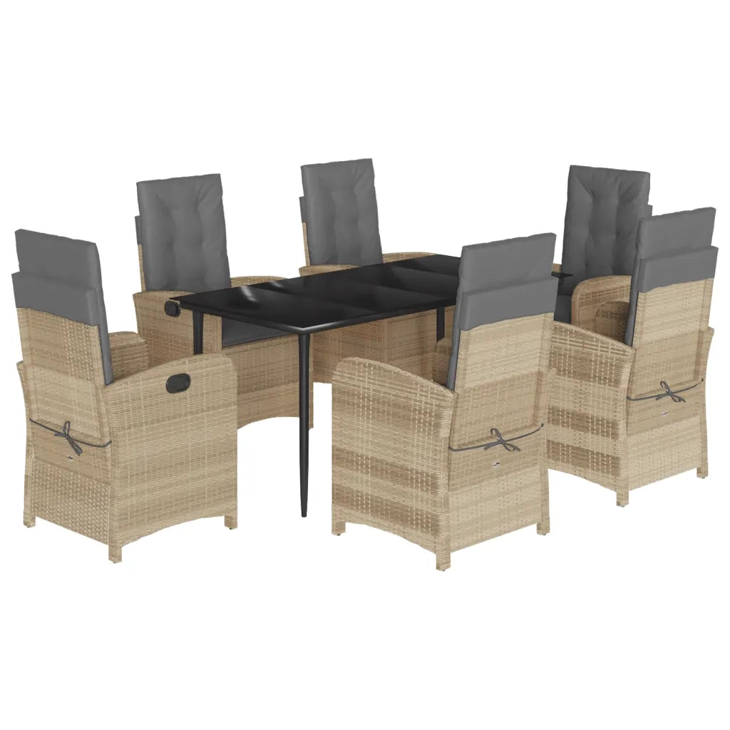 Set Pranzo da Giardino 7 pz con Cuscini Beige Misto Polyrattan 3212395