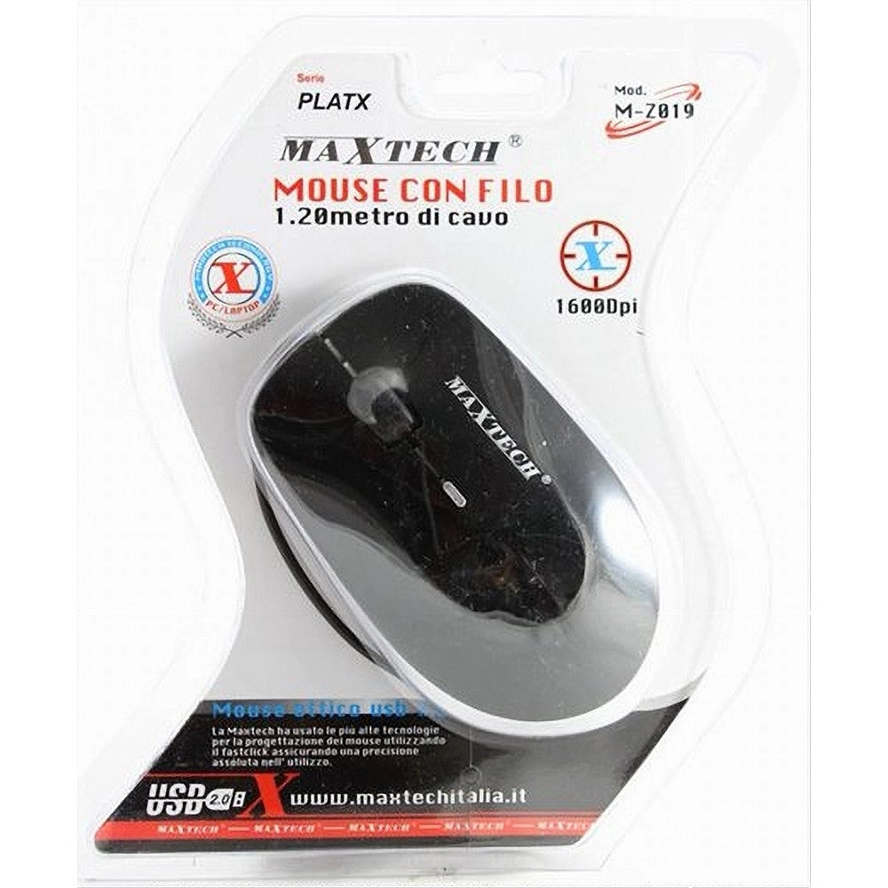 Trade Shop - Mouse Ottico Usb 2.0 Con Filo 1600 Dpi Per Pc Notebook Portatile Laptop M-z019 -