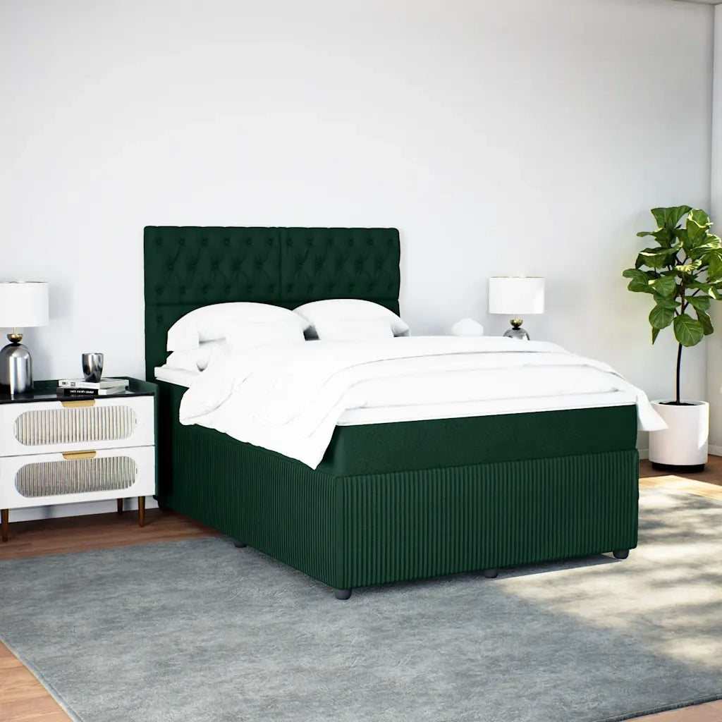 Giroletto a Molle con Materasso Verde Scuro 160x200 cm Velluto 3294691