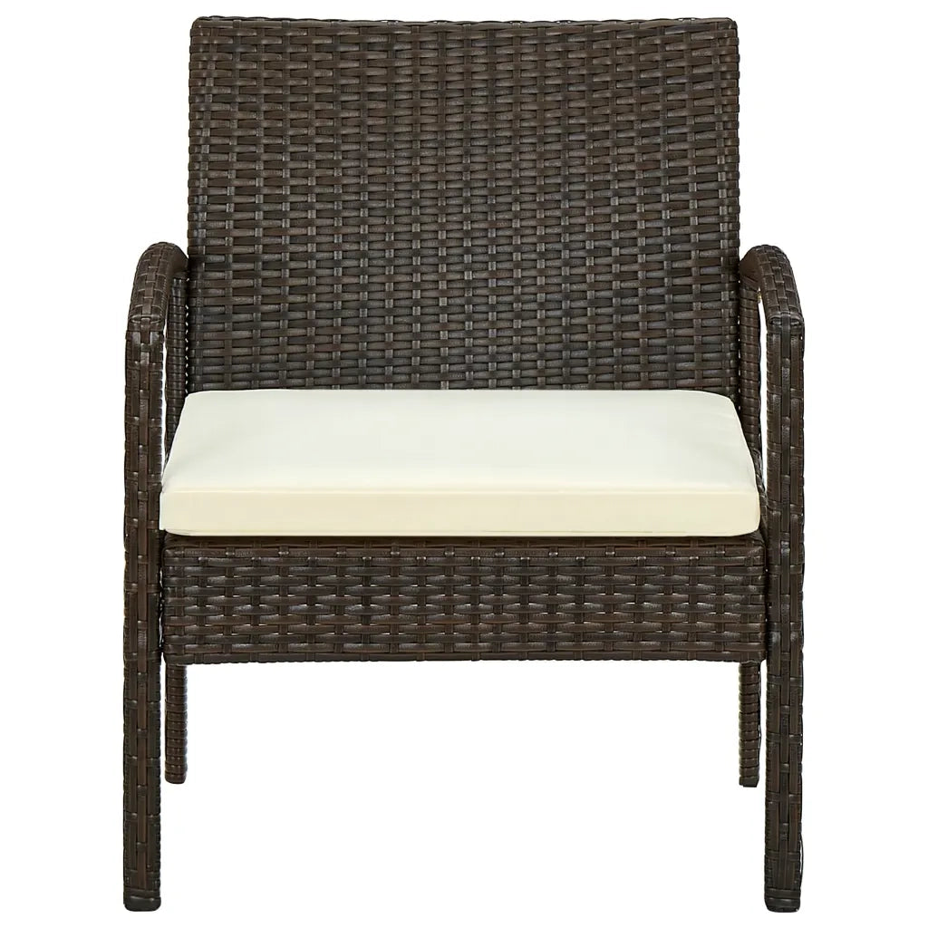 Sedia da Giardino | Sedie da Esterno con Cuscino in Polyrattan Marrone