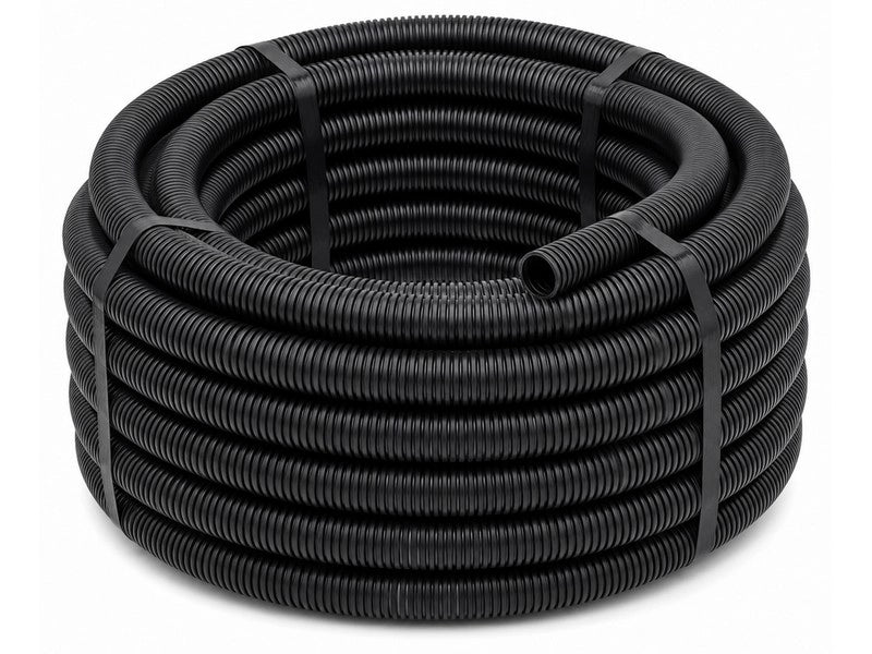 TUBO CORRUGATO NERO CON TIRAFILO Ø mm. 32   MT. 25