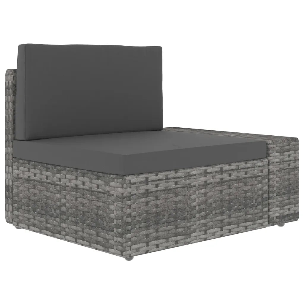 Divano Modulare a 3 Posti in Polyrattan Grigio 49526