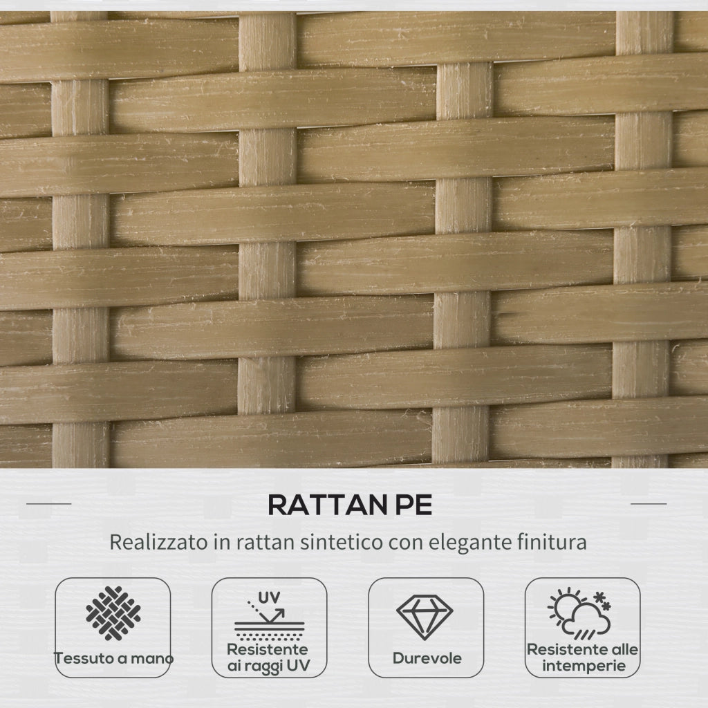 EasyComfort Set da Giardino in Rattan Stile Boho Chic con Divano Angolare e e Tavolino, Crema e Caffè