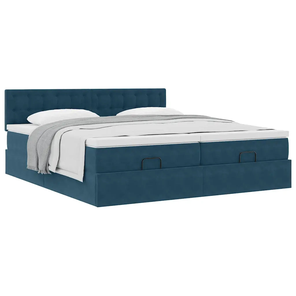 Struttura Letto Pouf con Materassi 160x200 cm Velluto