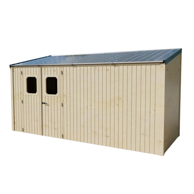 Casetta da giardino in legno 186x463 cm con fotovoltaico 2kW Pareti 19 mm  4 pannelli fotovoltaici  LB1946.02TH Foresta