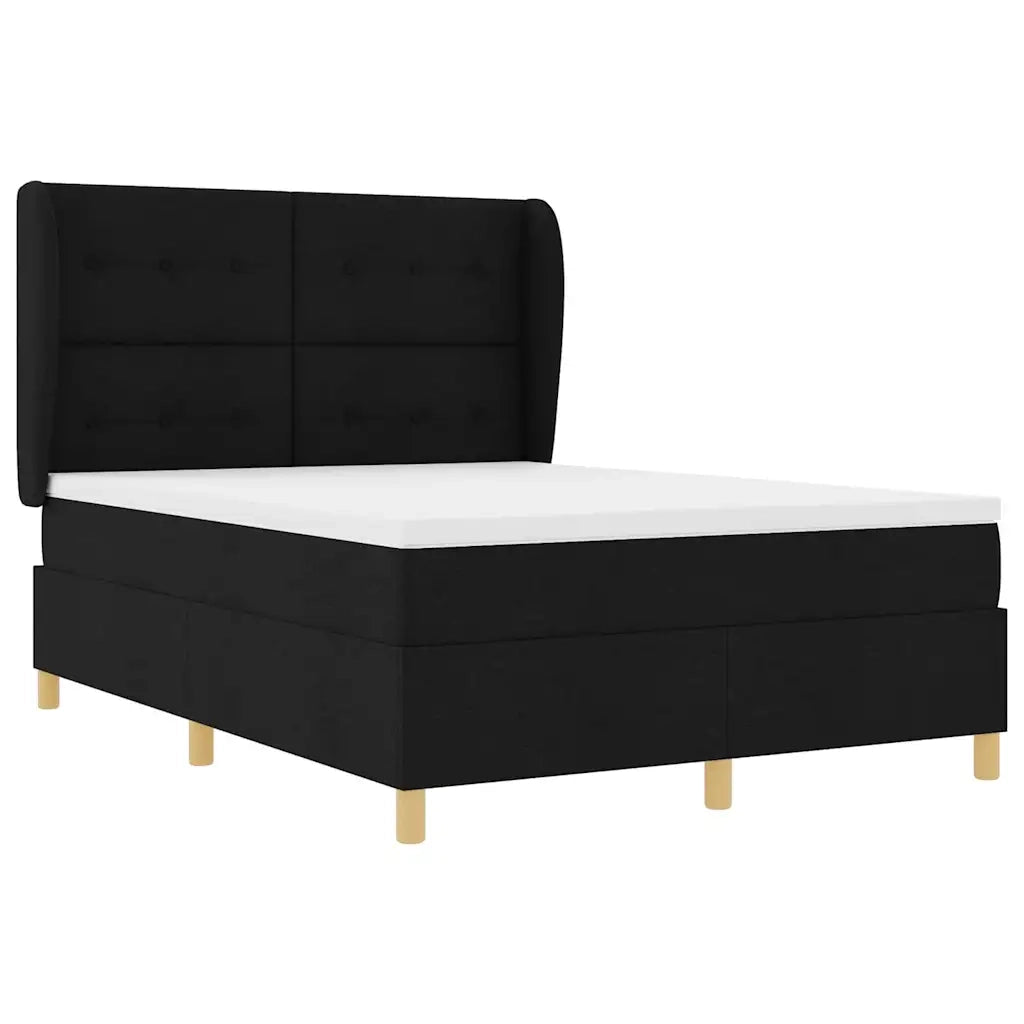 Letto a molle con materasso Nero 200 x 140 cm Tessuto 3340755