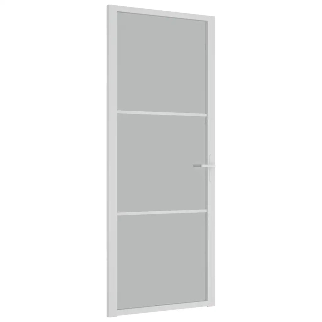 Porta Interna 83x201,5 cm Bianco Opaco Vetro e Alluminio 350577