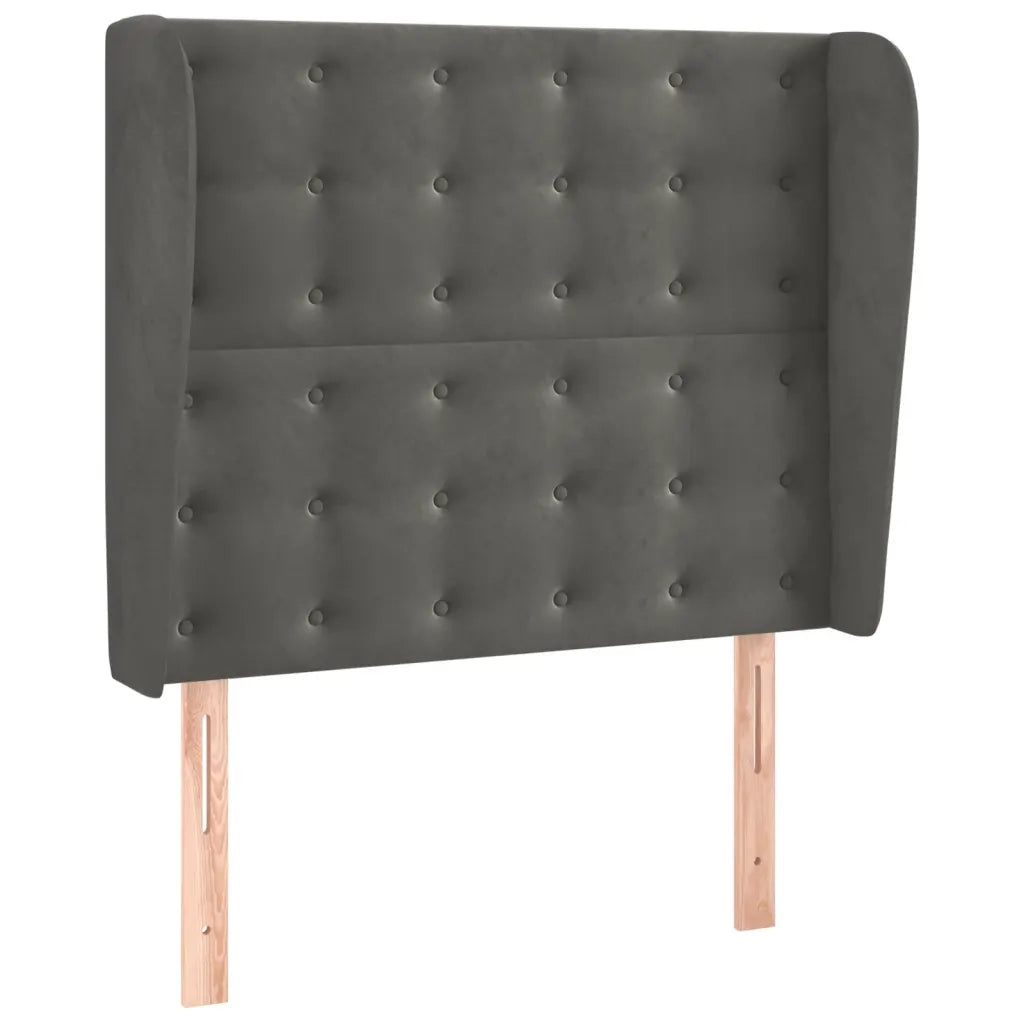Testiera | Testata ad Orecchio Grigio Scuro 83x23x118/128 cm in Velluto