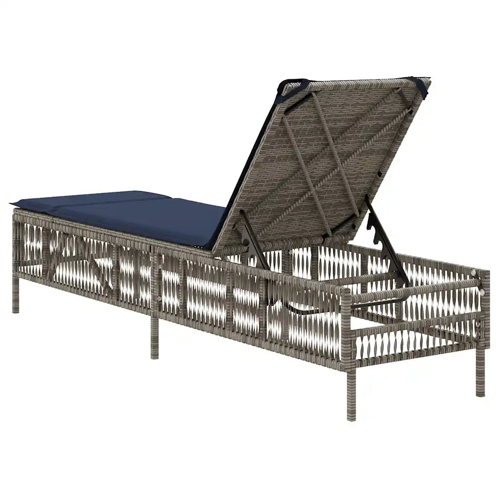 Lettino prendisole con Cuscino in Polyrattan Grigio 4002743