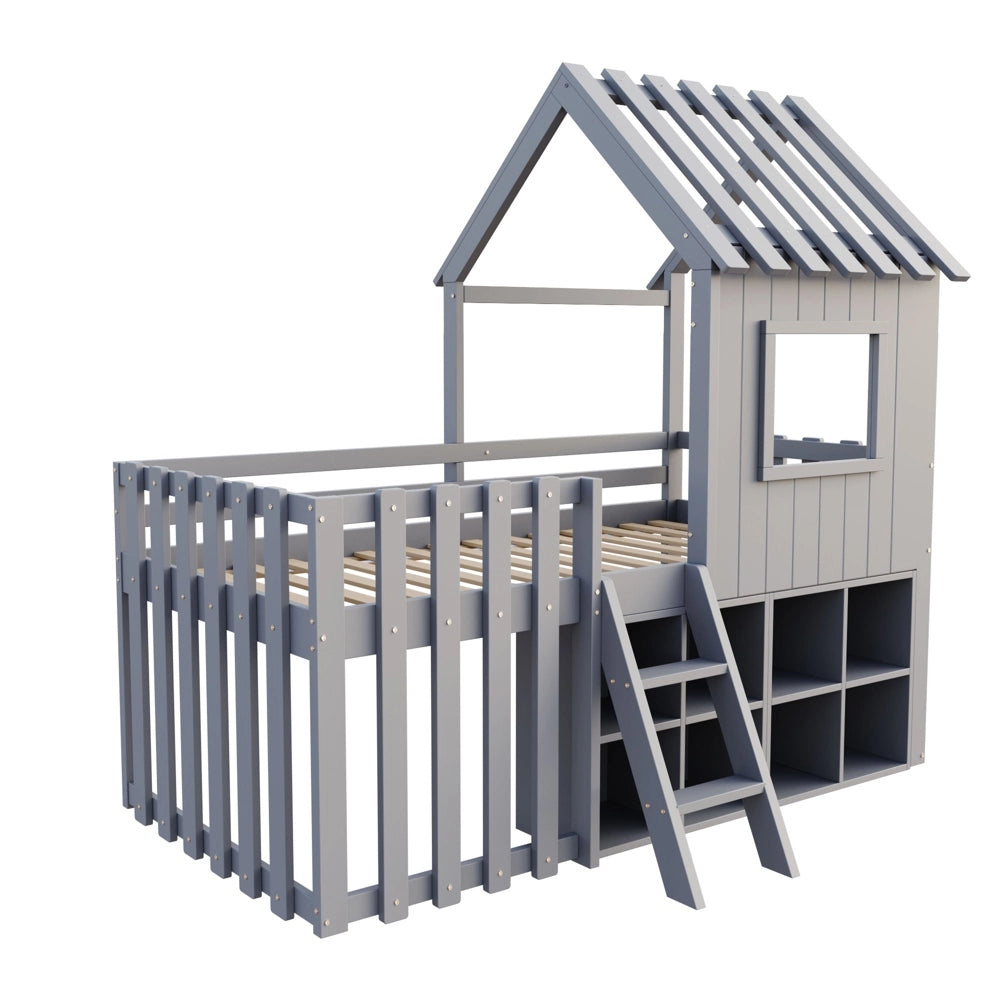 Letto casa bambini - Xylo - 90x200 cm legno grigio