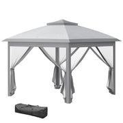 Gazebo Pieghevole Esterno con Zanzariere ¨C Xylo ¨C Grigio 3.3x3.3x2.8m