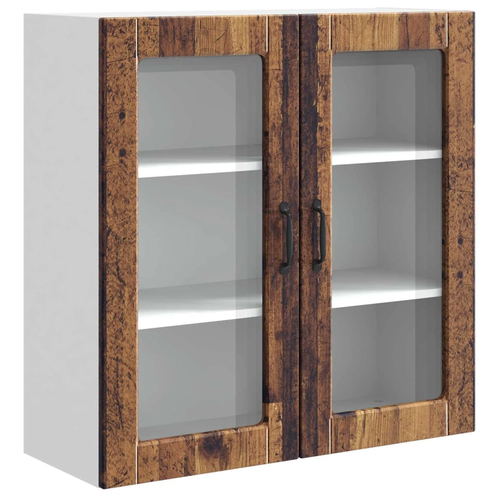 Pensile da cucina | Mobile in vetro da parete PORTO Legno vecchio 80 x 31 x 80 cm