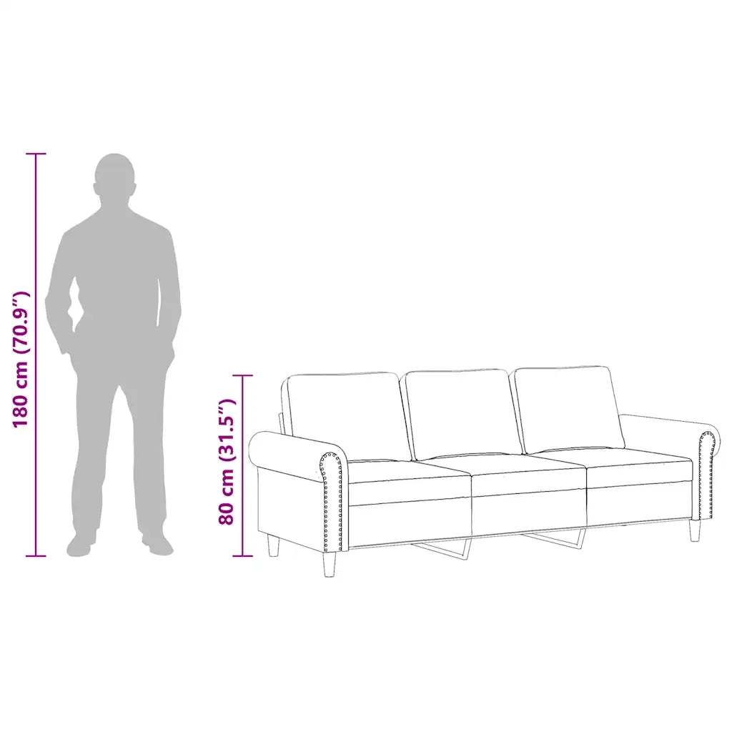 Divano a 3 Posti Crema 180 cm in Velluto 359547