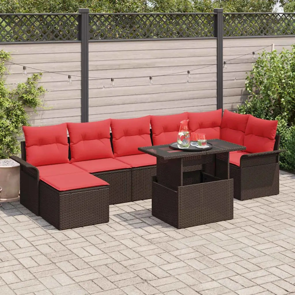 Set Divano da Giardino con cuscino 8 pcs Marrone polyrattan 3348330