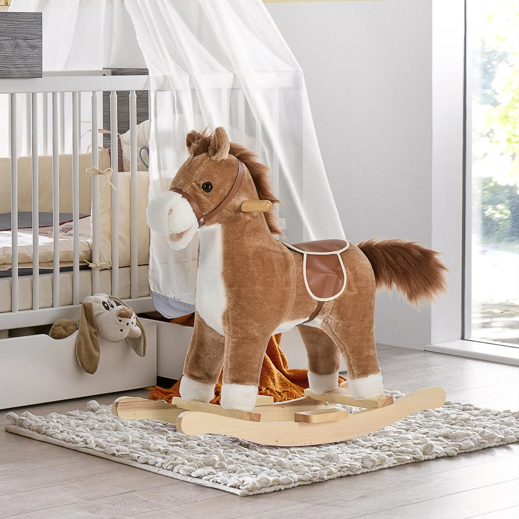Cavallo Dondolo Peluche ¨C Minimal ¨C Marrone 65x32.5x61 cm