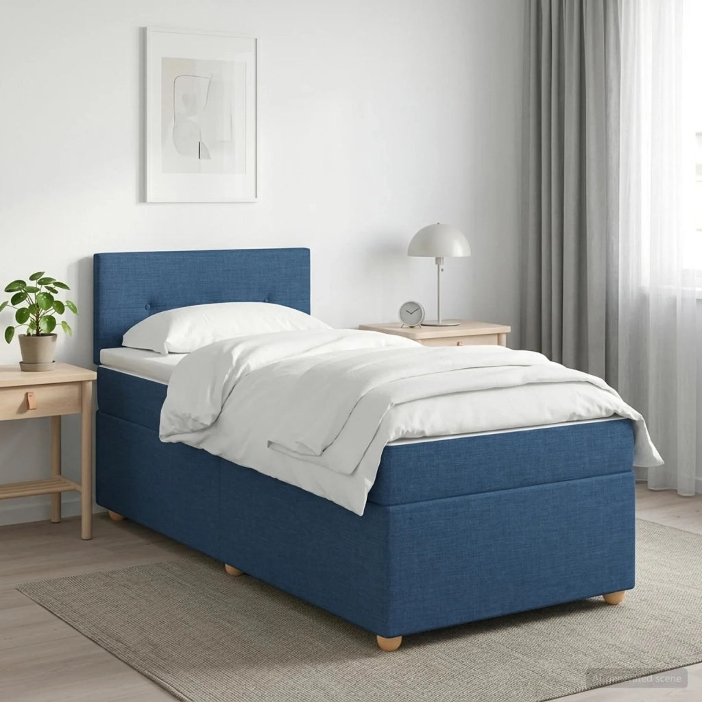 Letto box spring con materasso Blu 90 x 190 cm Tessuto 3450852