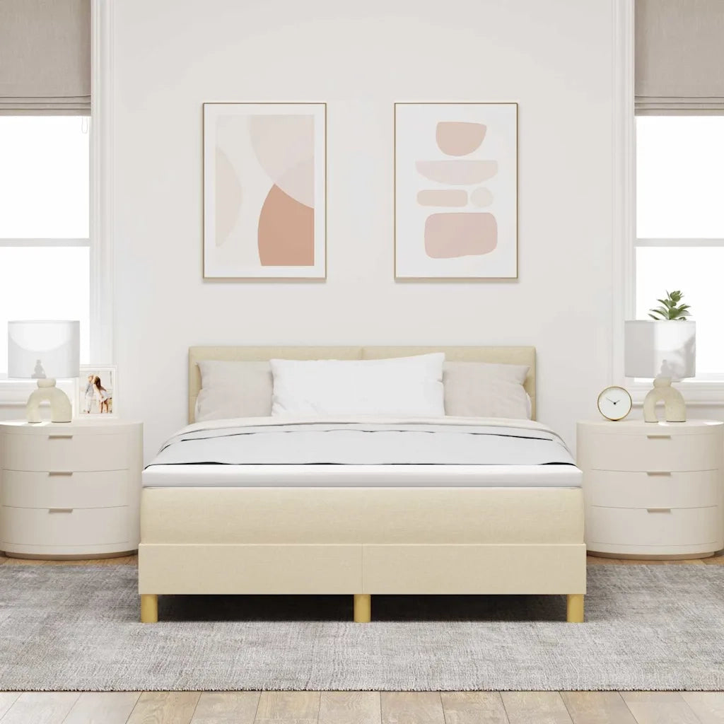 Letto a Sorgente LED con materasso Crema 140 x 200 cm Tessuto
