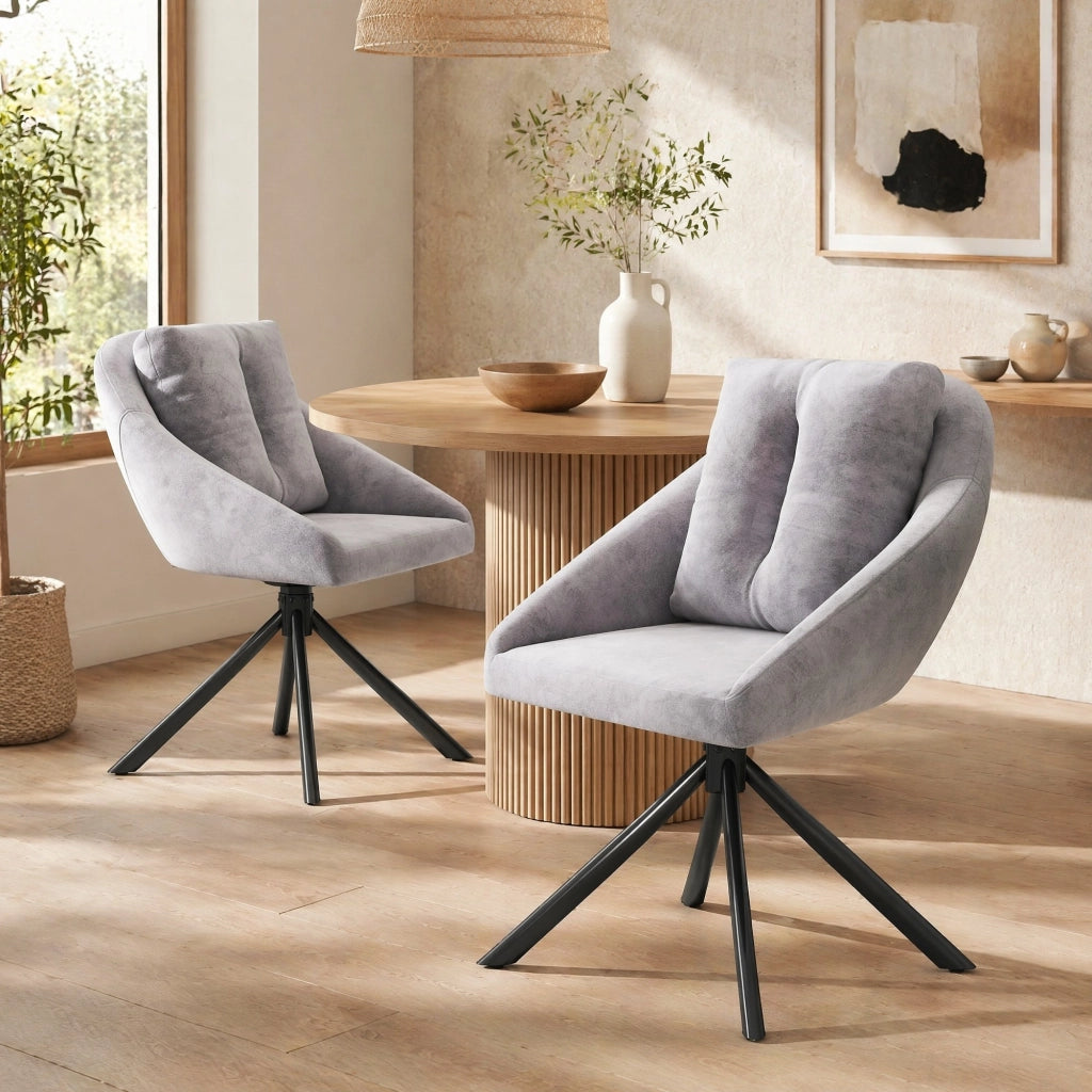 SEDIA Girevole 360° in Velluto Grigio Set da 2 pezzi