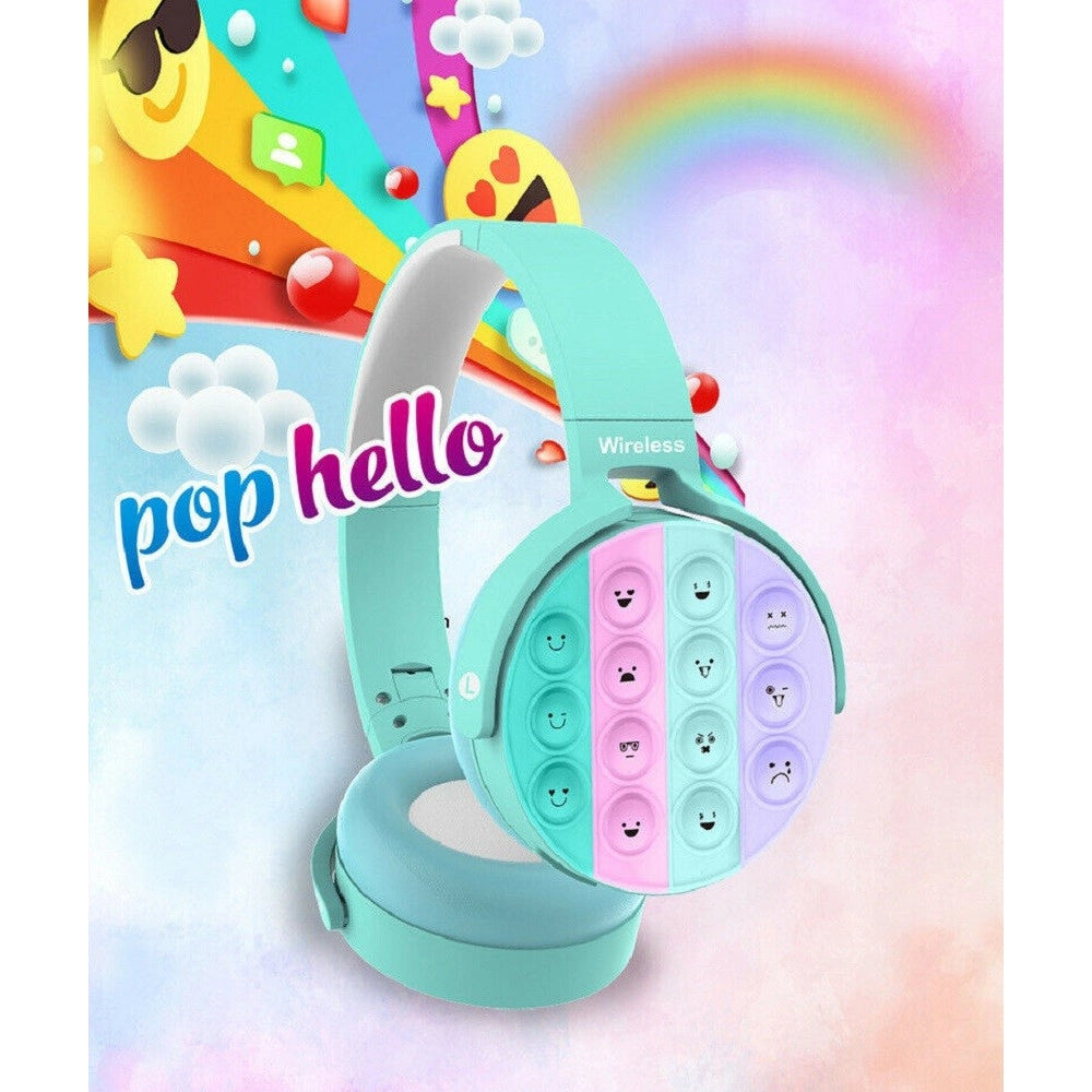 Trade Shop - Cuffie Popit Bambini Wireless Radio Bluetooth 5.0 Pieghevole Sd Usb Azzurro -