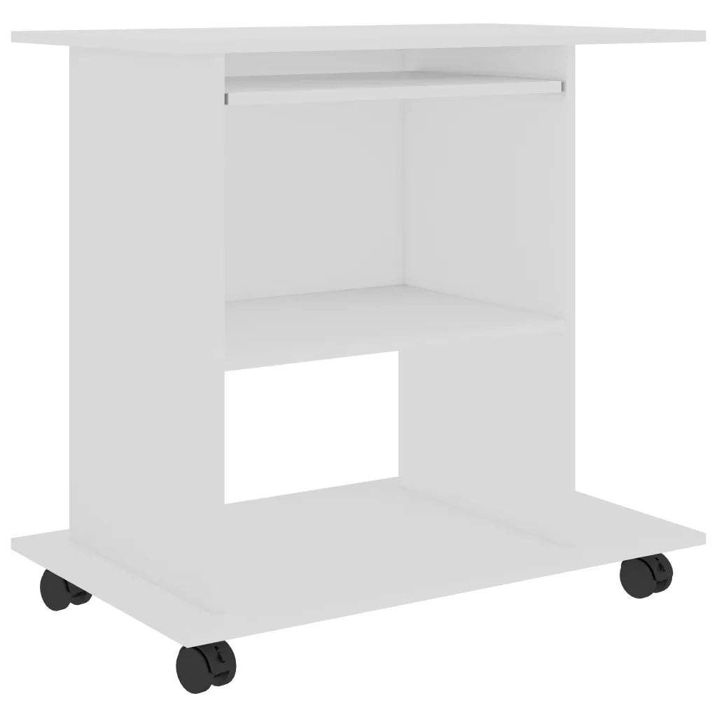 Scrivania ad Angolo Bianca 80x50x75 cm in Legno Multistrato 802894
