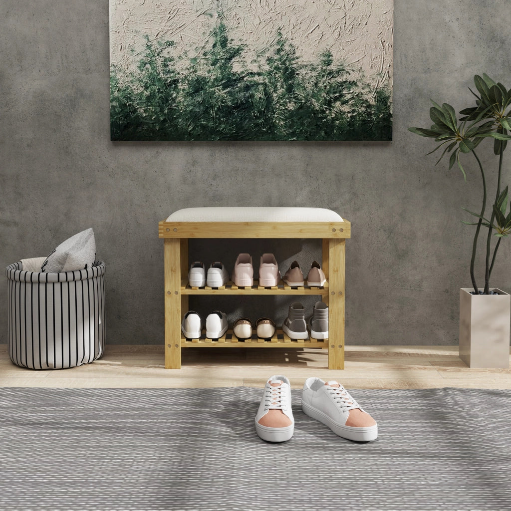 Scarpiera con Cuscino ¨C Minimal ¨C 60x29x49 cm Crema