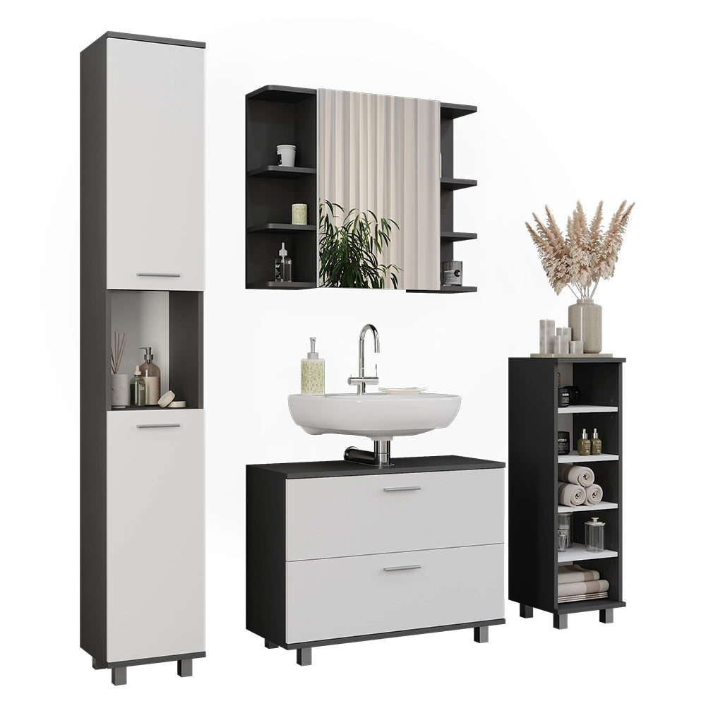 Vicco Set di mobili da bagno Antracite/bianco 4 parti
