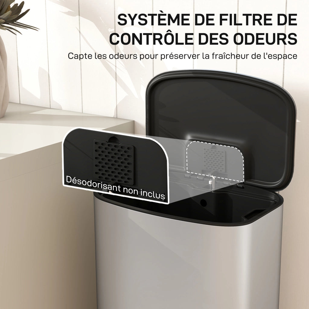 Cestino per la cucina a pedale 50 litri ¨C Zephmum ¨C grigio 45.1x36.5x62.6 cm