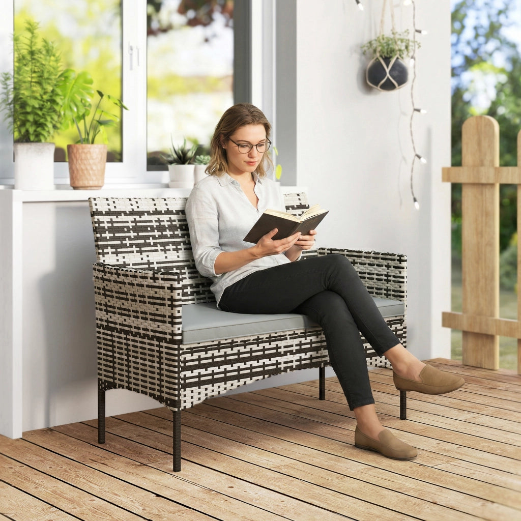 Divano 2 posti in rattan per esterno ¨C zephmum ¨C grigio chiaro
