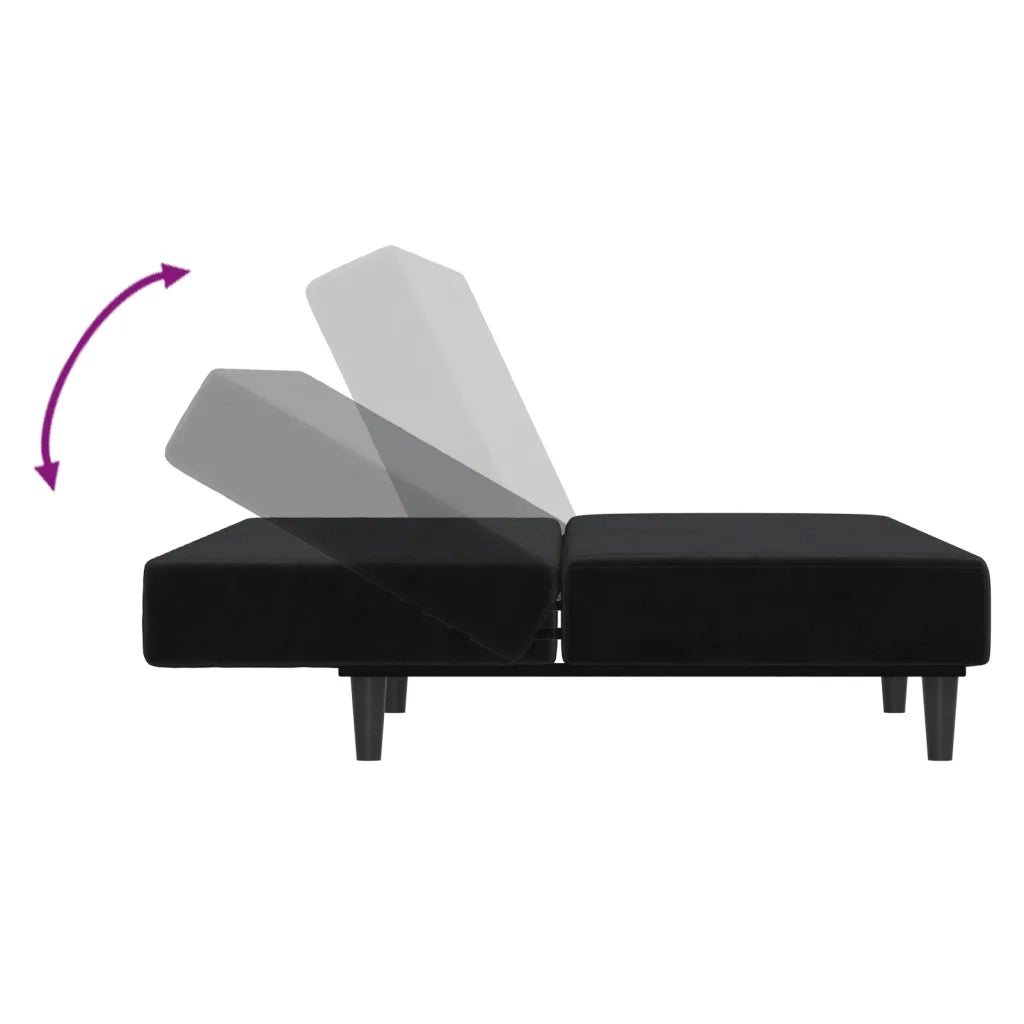 Divano Letto a 2 Posti-Sofa Letto 2 Posti-Daybed Nero in Velluto 615604