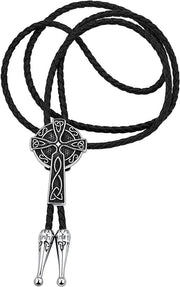Cravatta punk western con Mjölnir Rune Bolo - Cravatta in pelle per uomini e donne - Unico modello