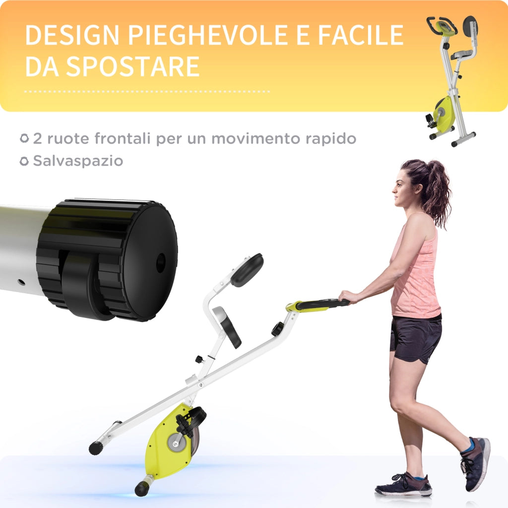Cyclette Pieghevole Magnetica ¨C Xylo ¨C 8 Livelli Resistenza, LCD, 43x97x109cm, Giallo