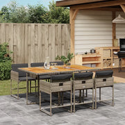 Set da Pranzo da Giardino 7 pz con Cuscini in Polyrattan Grigio 3211274