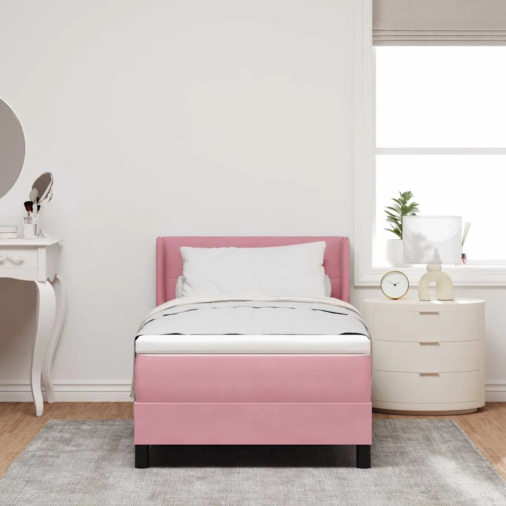 Letto a molle con materasso Rosa 200 x 80 cm Poliestere 3341443