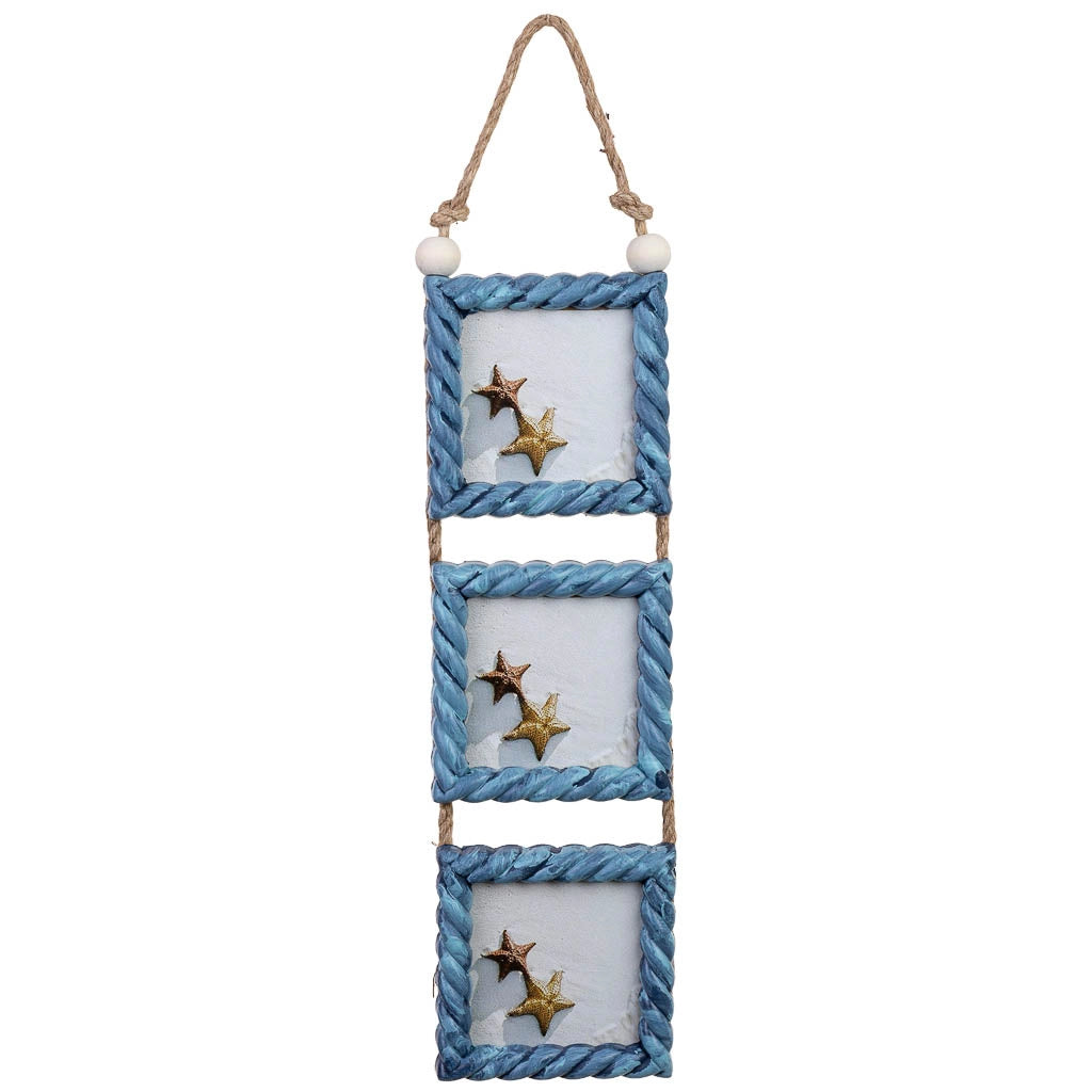 Cornice portafoto in legno blu, 13x2x56h cm