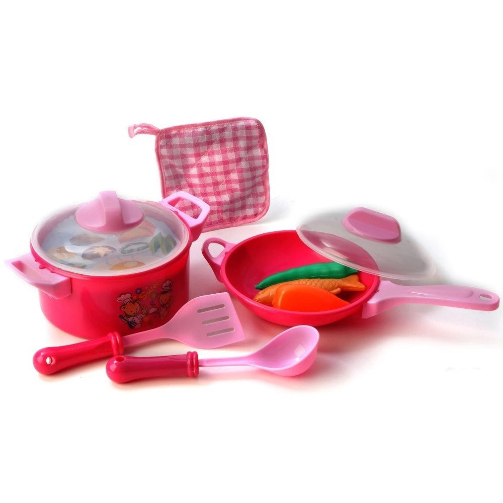 Trade Shop - Set Accessori Cucina Con Pentole Padelle E Coperchi Grandi Gioco Per Bambine -