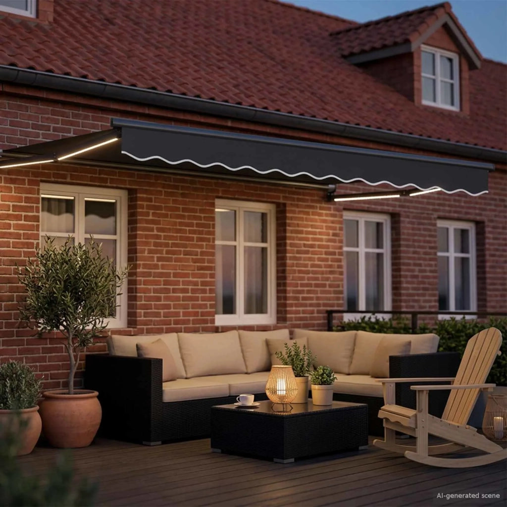 Tenda retrattile manuale con LED-Tenda parasole per balcone Antracite 3 x 2,5 m