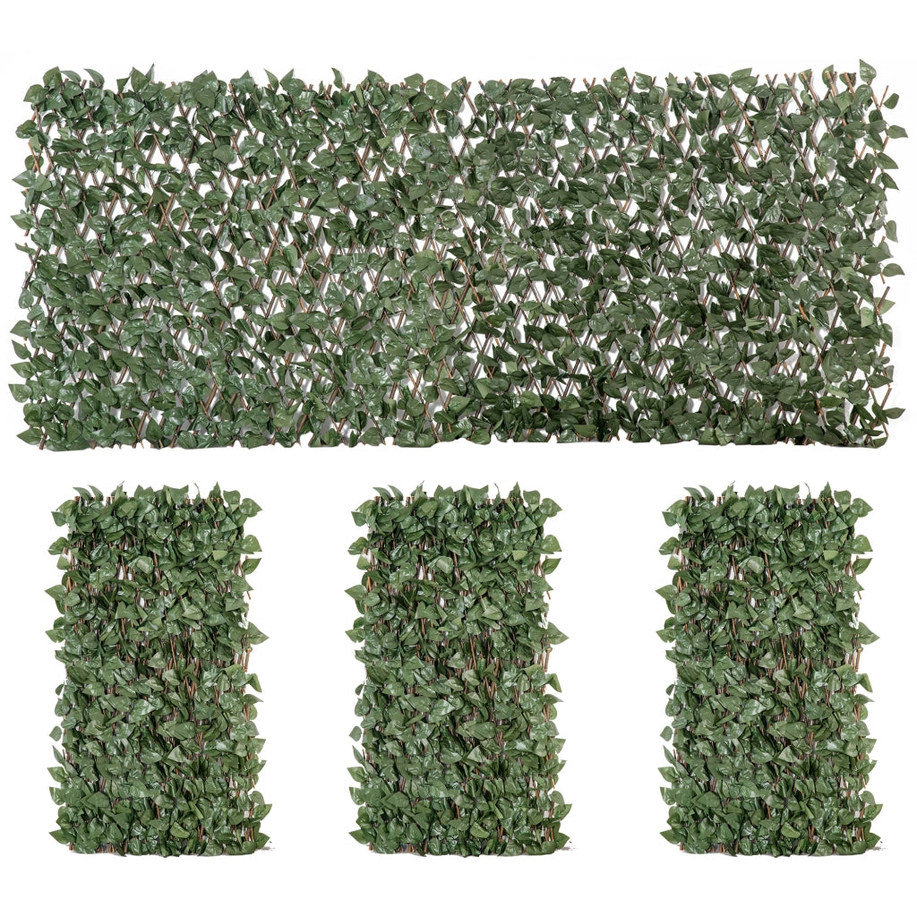 Set 4 Siepi Artificiali Edera Estendibile ¨C Zephmum ¨C Verde 200x100 cm