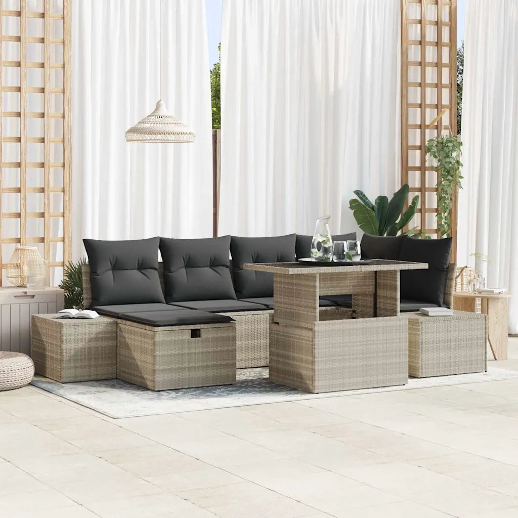 Set Divano da Giardino 7 pcs Grigio chiaro polyrattan 3361211