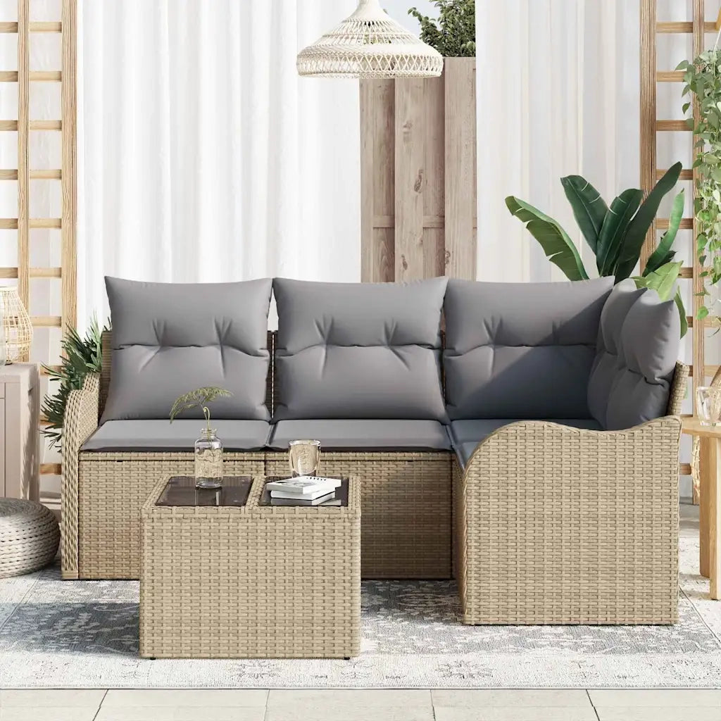 Set Divano da Giardino con archiviazione 5 pcs Nero polyrattan 3354359