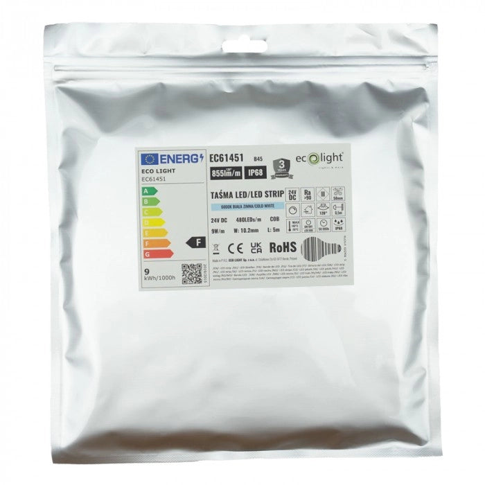 Striscia LED Neon COB 24V IP68 6000K 9W/m 5m Ecolight