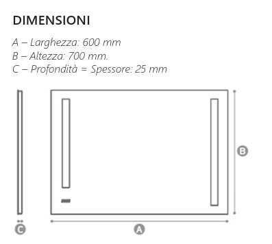 Specchio illuminazione led cm 70x60 mod. L210