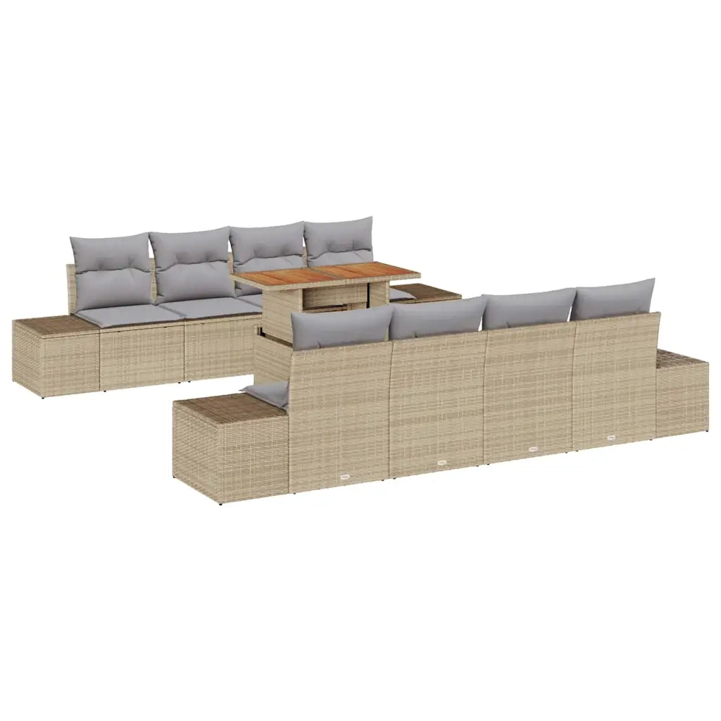 Set da Pranzo per Giardino con cuscino 9 pcs Beige e grigio 3349937