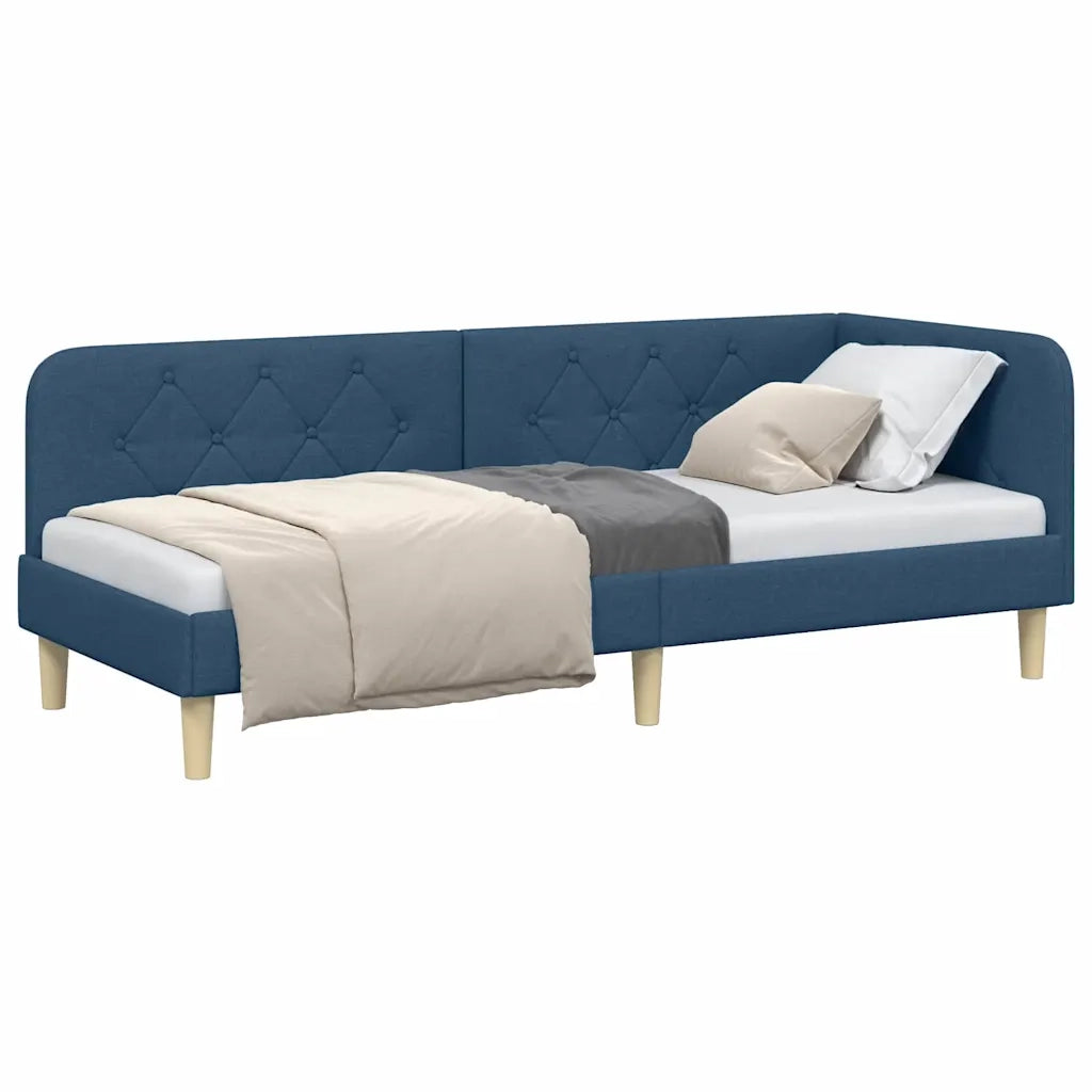 Cornice del letto ad angolo Blu 80 x 200 cm Tessuto 42016560