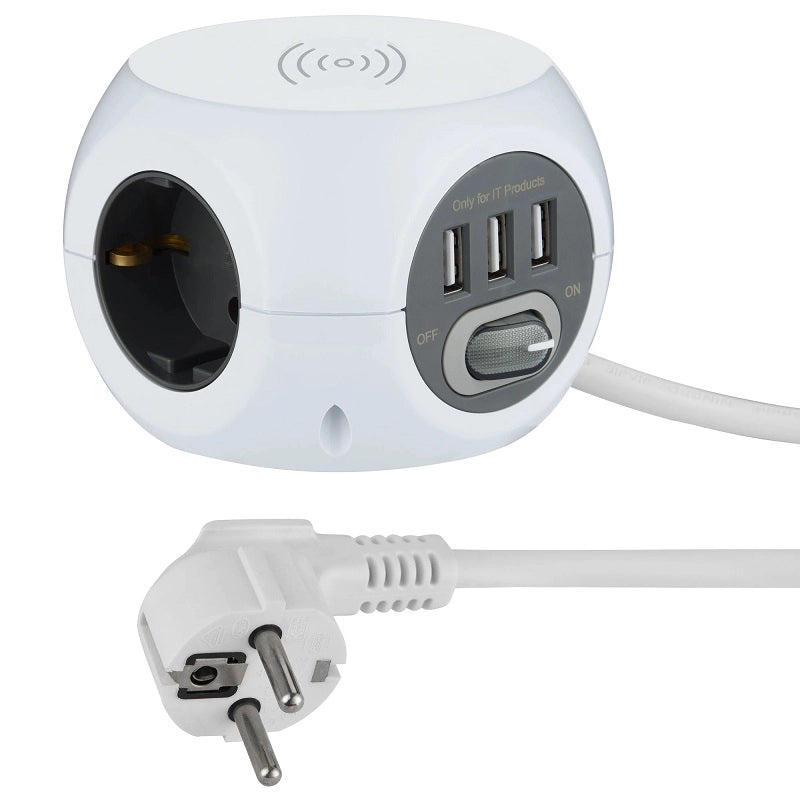 MULTIPRESA MINICUBE 3 SCHUKO 3 USB E CARICATORE