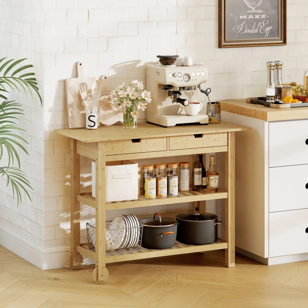 Carrello da cucina con 2 cassetti e 2 ripiani ¨C Minimal ¨C 100x43x75 cm
