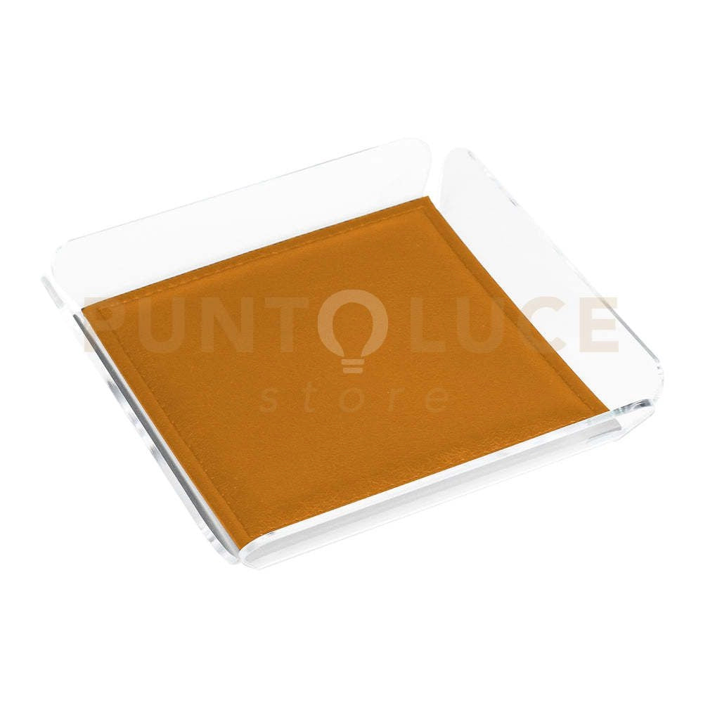 VUOTATASCHE ANYTHING CON CUSCINO IN CRISTALLO ACRILICO TRASPARENTE E ARANCIONE