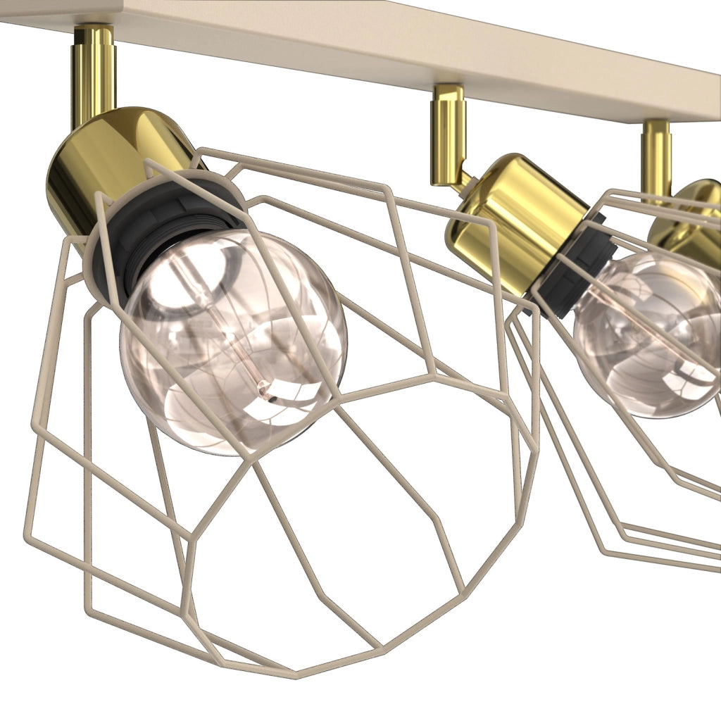 Plafoniera industriale Parkla 3 luci beige oro E27